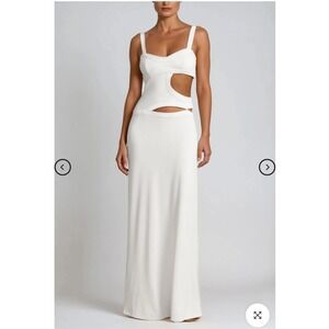 Innovare Denim Berny White Cut-Out‎ Multi-Strap Maxi Dress Womens Size Small NEW